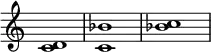 
{
\override Score.TimeSignature
#'stencil = ##f
    \relative c' {
        \time 4/4
        \set Score.tempoHideNote = ##t \tempo 1 = 60
        <c d>1 <c bes'> <bes' c>
    }
}
