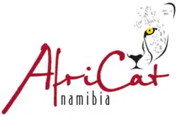 Red text reading" AfriCat" and a cheetah's face
