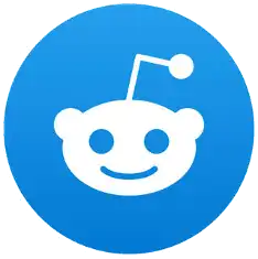 A blue circular logo with a white Reddit "Snoo" mascot in the middle