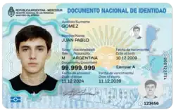 Argentine identity card with CAN code.