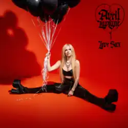 Dressed in entirely black clothing, Avril Lavigne sits in a red interior, holding strings attached to a cluster of black balloons, the shadows of which create the image of a kissing couple. The artist's logo, her name surrounded by the outline of a heart, and the album title are in the top right corner in black.