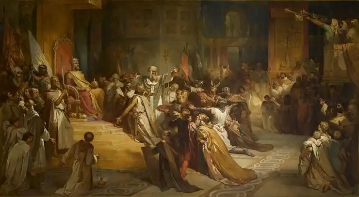 The Coronation of Baudouin, Emperor of Constantinople by Louis Gallait