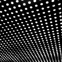The cover art for Bloom, which shows a black-and-white polka dot grid pattern taken in a different angle.