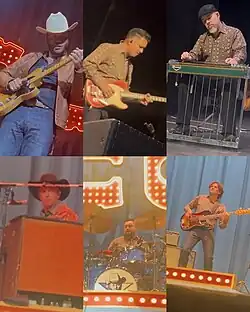 Clockwise from top left: Charley Crockett, Alexis Sanchez, Nathan Fleming, Jacob Marchese, Mario Valdez, and Kullen Fox. All pictured performing at The Classic Center on April 23, 2025