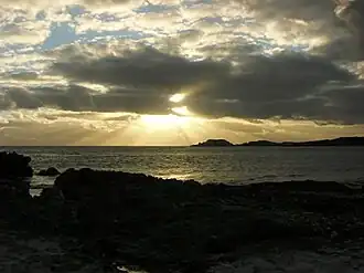 Sunset over 'The Carpenter', from Gerloff Bay