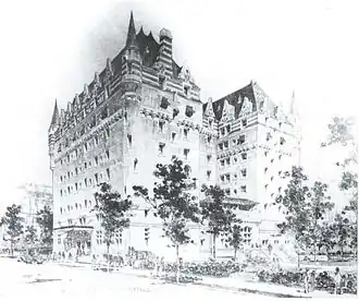 Artistic rendering of the planned and partially constructed Chateau Qu'Appelle