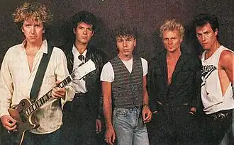 Left to right: Steve Jones, Clem Burke, Nigel Harrison, Michael Des Barres and Tony Sales.