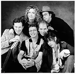 From the left: Robert Mache, Russ Brousard, Mark Walton, Susan Cowsill - Top: Vicki Peterson, Peter Holsapple - Photo by Rick Olivier