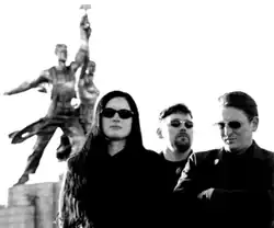 Der Blutharsch in Moscow, left to right: Marthynna, Albin Julius and Bain Wolfkind.