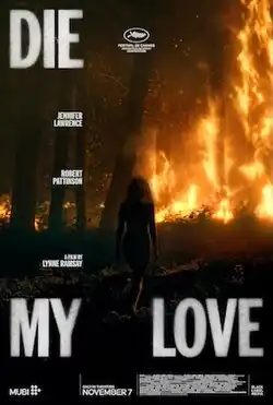 A nude woman walks toward a wildfire.