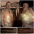 Walt Disney, Tam O'Shanter founder Lawrence Frank, and designer Harry Oliver at the Tam' O'Shanter Inn, 1960