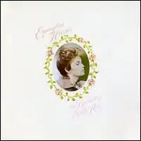 cameo portrait of Emmylou Harris with line art roses and text in script typeface