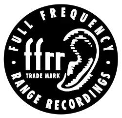 circular trademark showing a human ear next to the letters ffrr; a border reads "Full Frequency Range Recording".