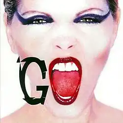 close headshot photo of Pat Benatar with punk eyeliner and mouth wide open, forming "O" part of album title