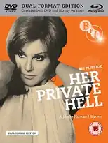 Over the head and upper body of a young woman reads the following text: "BFI FLIPSIDE – HER PRIVATE HELL – A film by Norman J Warren".