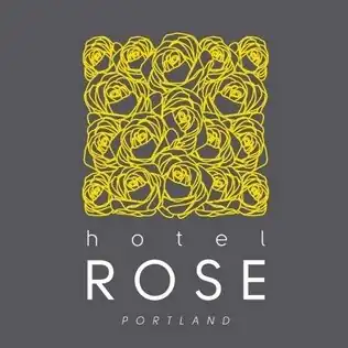 Logo with the text "Hotel Rose" and "Portland"