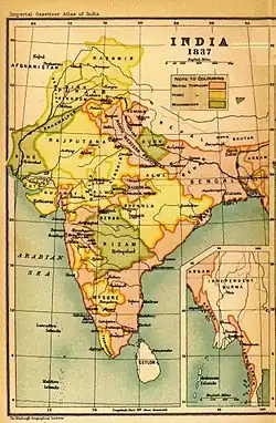 Map of India in 1837