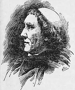 line drawing of a clean-shaven white man in monk's costume and tonsure