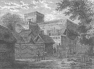 Picture drawn of the main residence of the Asantehene of the Ashanti's, unknown architect, 1800s