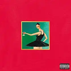 Identical to the normal cover, but the painting is replaced with one depicting a ballerina holding a wine glass with red liquid inside. A parental advisory sticker has also been added to the bottom right corner.
