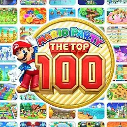 International promotional artwork, depicting Mario posing next to the game's logo in front of a gallery of minigames
