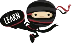 Red and black logo of a ninja; the logo of Pasco eSchool.