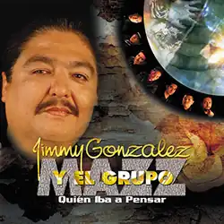 A vignetted photo of a man looking forward with rustic elements and a rounded horizontal image of the band members in the background