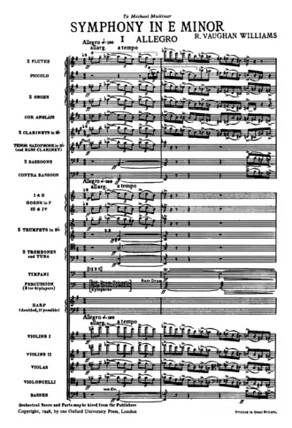 musical score, headed "Symphony in E Minor"