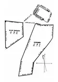 The "Alemany Plat" prepared by the United States General Land Office to define the property restored to the Catholic Church by the Public Land Commission, later confirmed by presidential proclamation on May 23, 1862.[50]