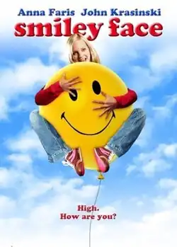 Anna Faris floating on a smiley face, with tagline "High. How are you?"