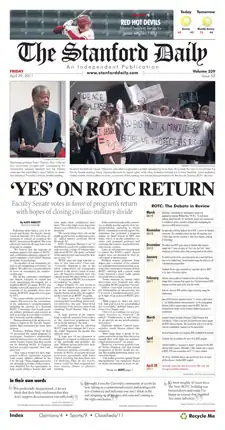 Front page of The Stanford Daily for April 29, 2011