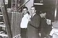 The day the TXE1 went into service. (L–R) Peter Fiddler, Bev Collins, Ray Hubble