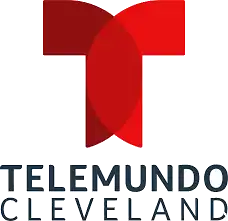 A large red "T" with "Telemundo Cleveland" in black text underneath.