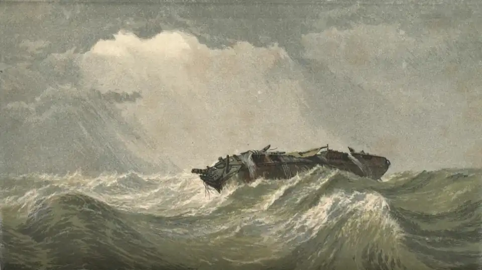 The Abandoned by Clarkson Stanfield, an engraving based on the painting