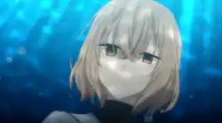 A still frame from the anime showing a close-up of Hinako underwater.