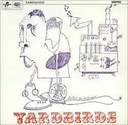 Caricature drawing of an audio engineer Roger Cameron holding headphones and a reel of recording tape