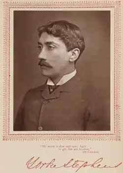 youngish white man with dark hair and neat, curled moustache seen in left semi-profile