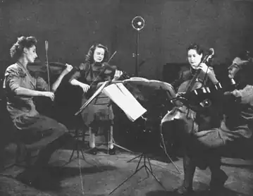 The Zorian Quartet: Olive Zorian (violin I); Marjorie Lavers (violin II); Winifred Copperwheat (viola); and Norina Semino (cello)