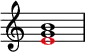 \new Staff {
\override Score.TimeSignature.stencil = ##f
\time 4/4
\set Score.tempoHideNote = ##t
\tempo 1 = 20
<<
\new Voice {
\voiceOne
\relative c'' { <g b>1 }
}
\new Voice {
\voiceOne
\shiftOff
\relative c' { \override NoteHead.color = #red e1 }
}
>>
}