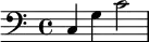 \header{ title = "Interval signal for Ö1" }

% https://www.intervalsignals.net/sounds/aut-orf1_260112.mp3
{
  \clef bass
  \set Staff.midiInstrument = "viola"
  \set midiMaximumVolume = #1.0
  c4 g c'2
}
\midi{\tempo 4 = 120}
