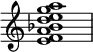  {
\override Score.TimeSignature #'stencil = ##f
\relative c' { 
  \clef treble \time 4/4
  <e f a bes d e g a>1
} }
