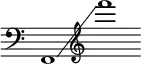  {
    \new Staff \with { \omit Score.TimeSignature }
    \key c \major \cadenzaOn
    \clef bass f,1 \glissando \clef treble f'''
} 
